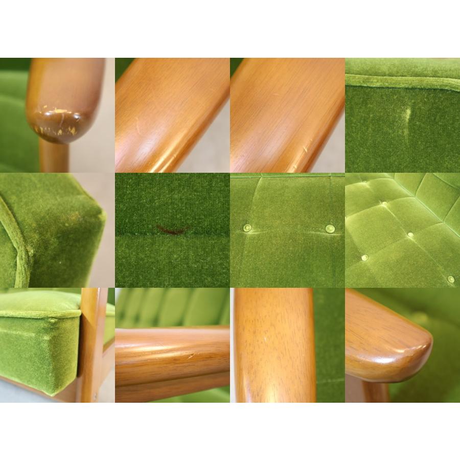 カリモク60 Karimoku モケットグリーン Kチェアー2シーター レトロ