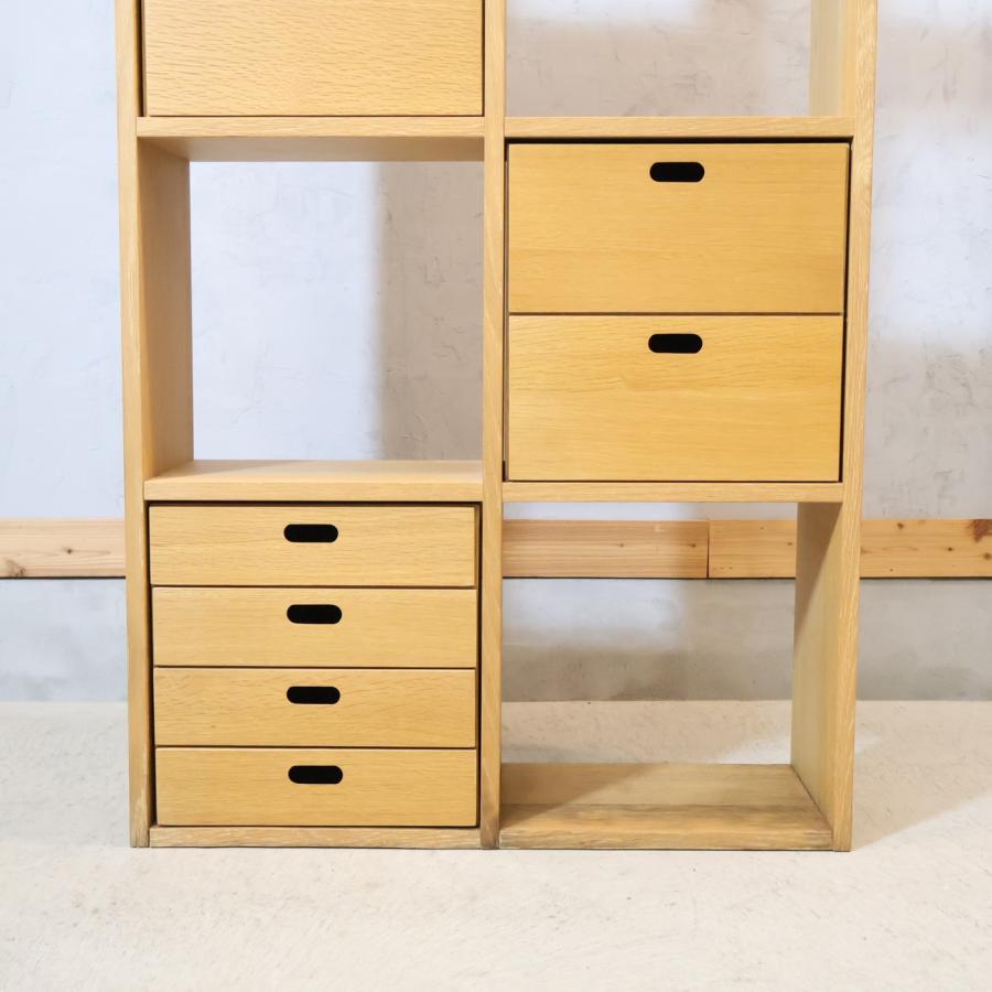 無印良品 MUJI オーク材 スタッキングシェルフ 5段・2列 引出し付