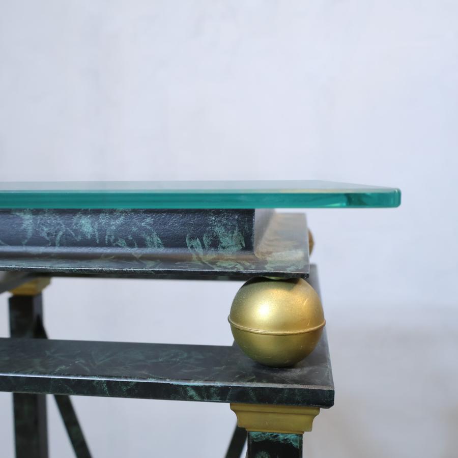 フラワースタンド ガラス天板 アイアンフレーム タワー型 クラシックモダン フラワースタンド ガラス天板 アイアンフレーム タワー型