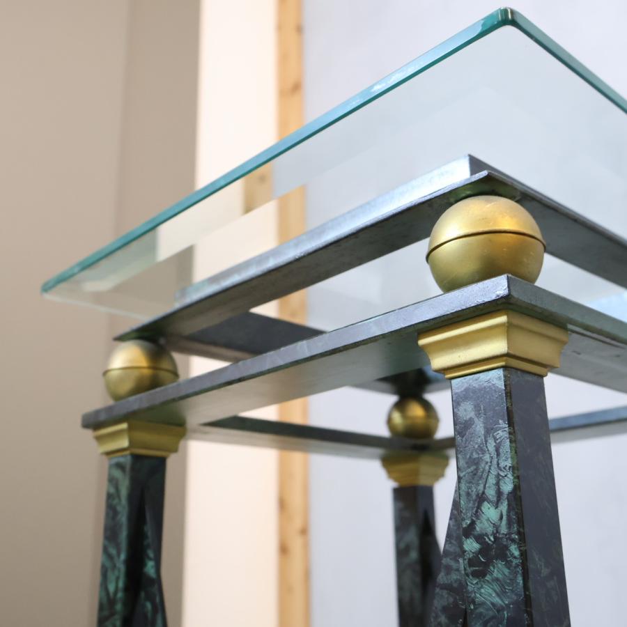 フラワースタンド ガラス天板 アイアンフレーム タワー型