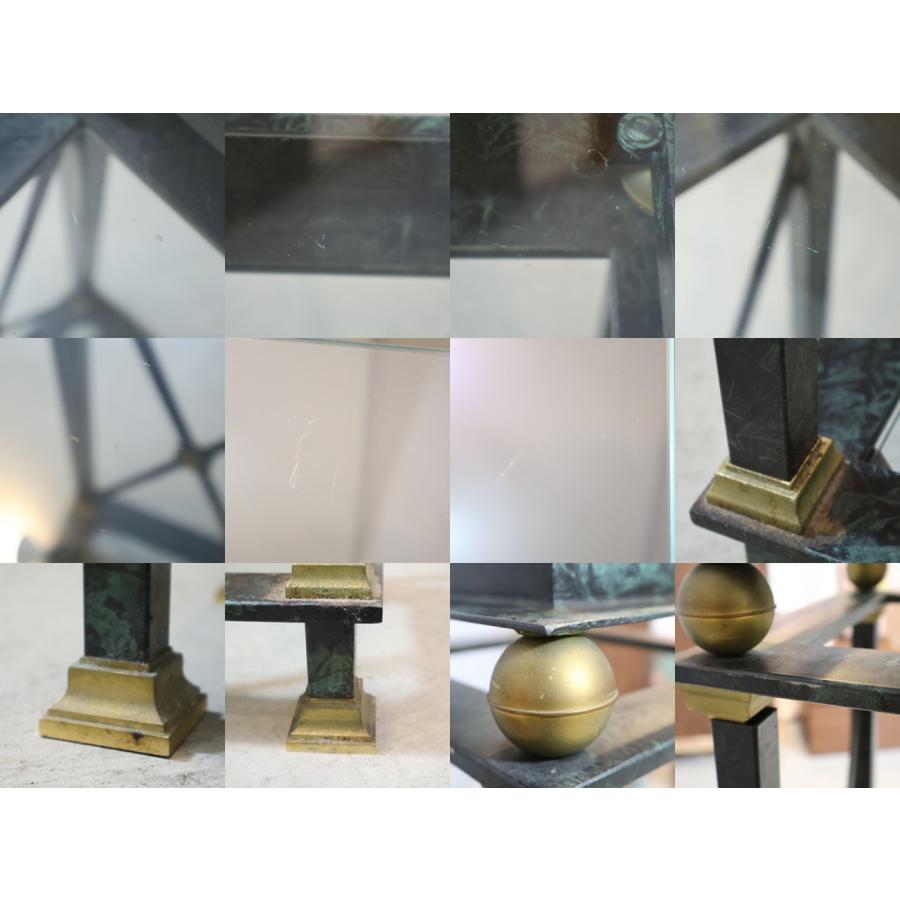 フラワースタンド ガラス天板 アイアンフレーム タワー型