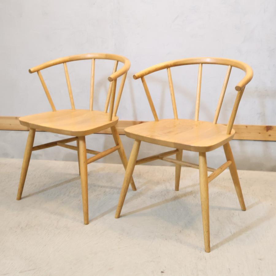 willis 無印良品 ダイニングチェア 2脚セット 椅子 天然木 タモ材 無印良品（MUJI） オーク無垢材 ダイニングチェア 2脚セット 北欧