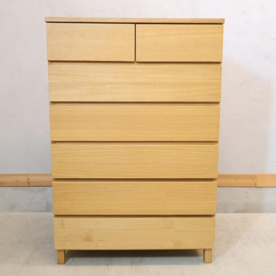 無印良品（MUJI） タモ材 木製 チェスト 6段 ワイド ナチュラル