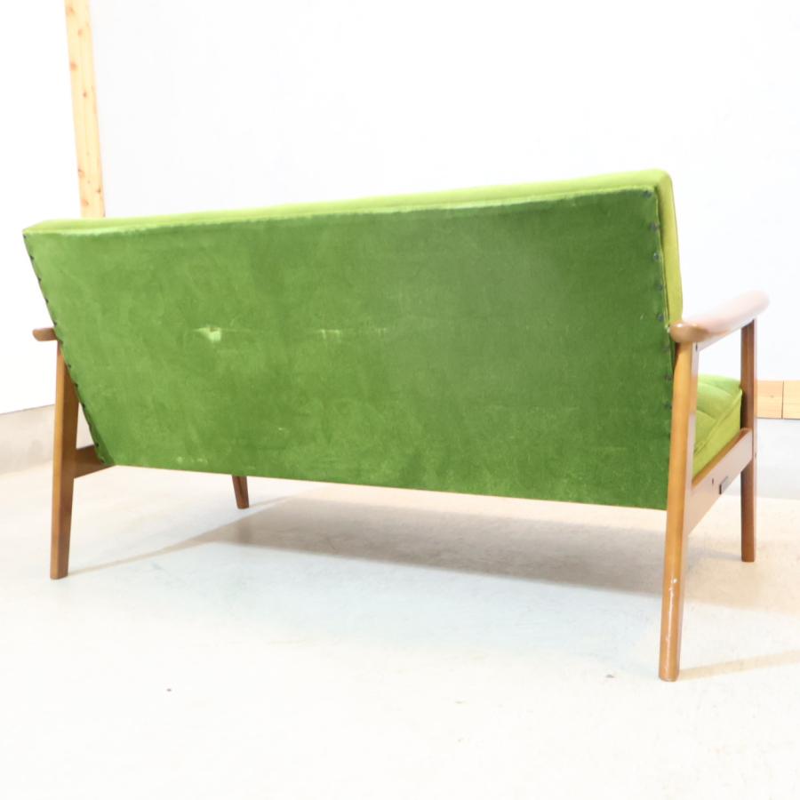 カリモク60 Karimoku モケットグリーン Kチェアー2シーター レトロ