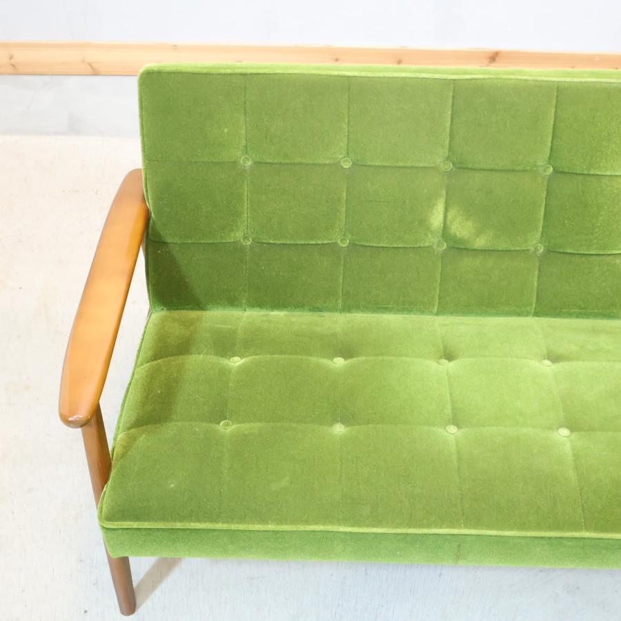 カリモク60 Karimoku モケットグリーン Kチェアー2シーター レトロ