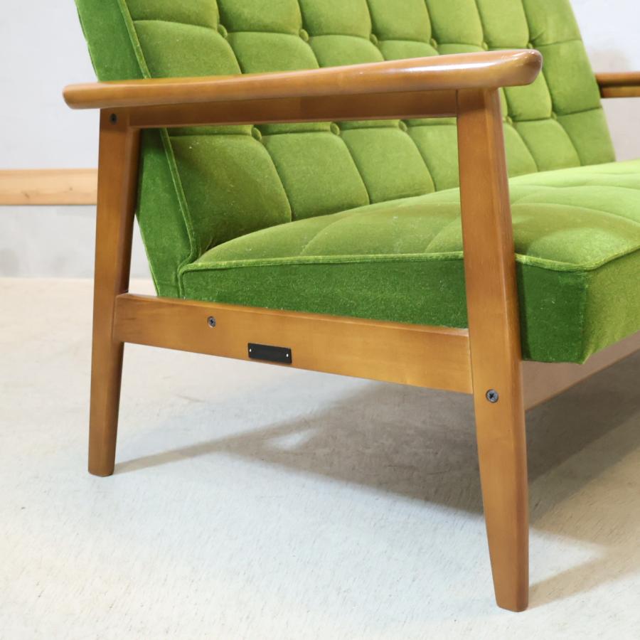 カリモク60 Karimoku モケットグリーン Kチェアー2シーター レトロ