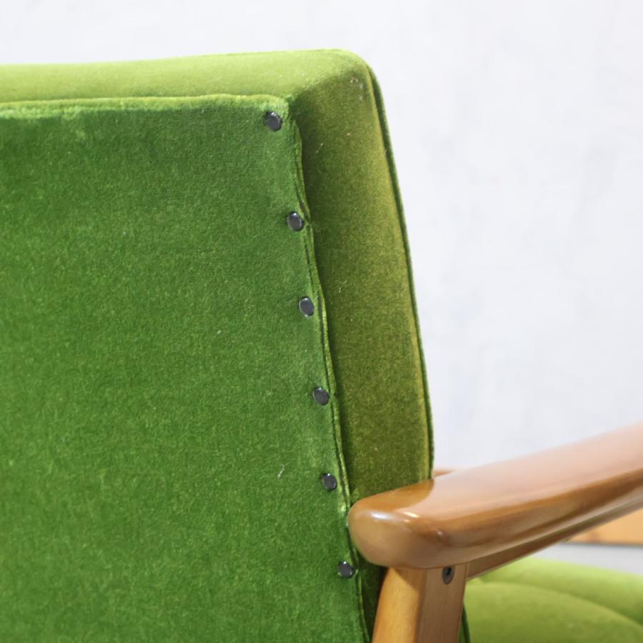 カリモク60 Karimoku モケットグリーン Kチェアー2シーター レトロ