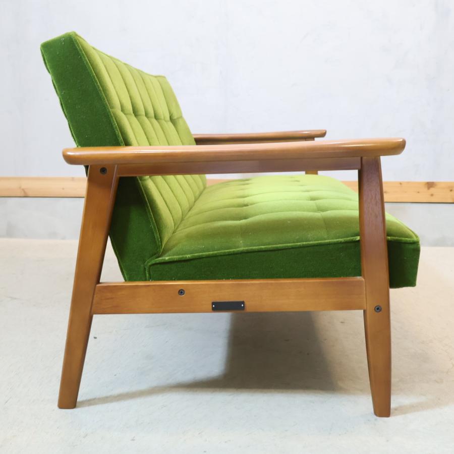 カリモク60 Karimoku モケットグリーン Kチェアー2シーター レトロ