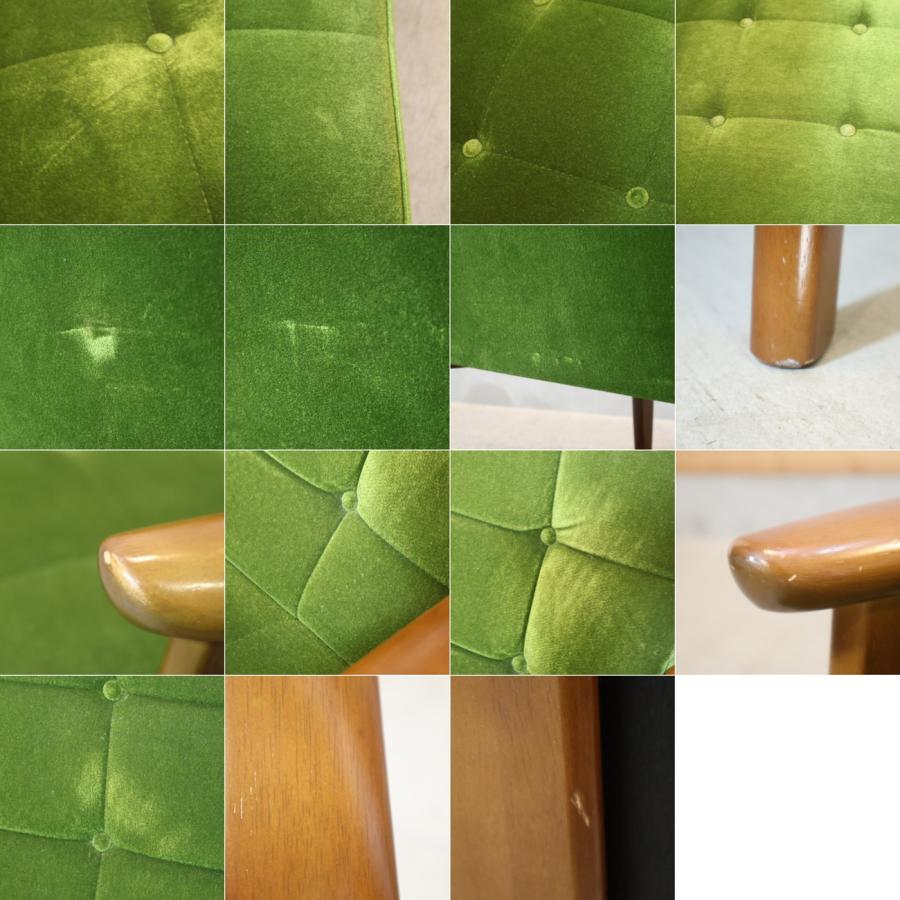 カリモク60 Karimoku モケットグリーン Kチェアー2シーター レトロ