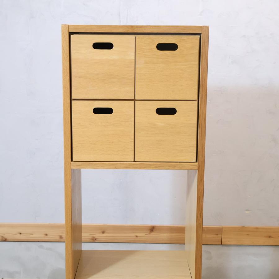 無印良品（MUJI） オーク材 スタッキングシェルフ 3段・1列 引出し付