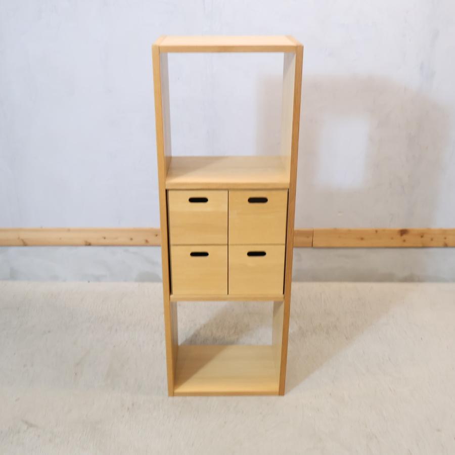 無印良品（MUJI） オーク材 スタッキングシェルフ 3段・1列 引出し付