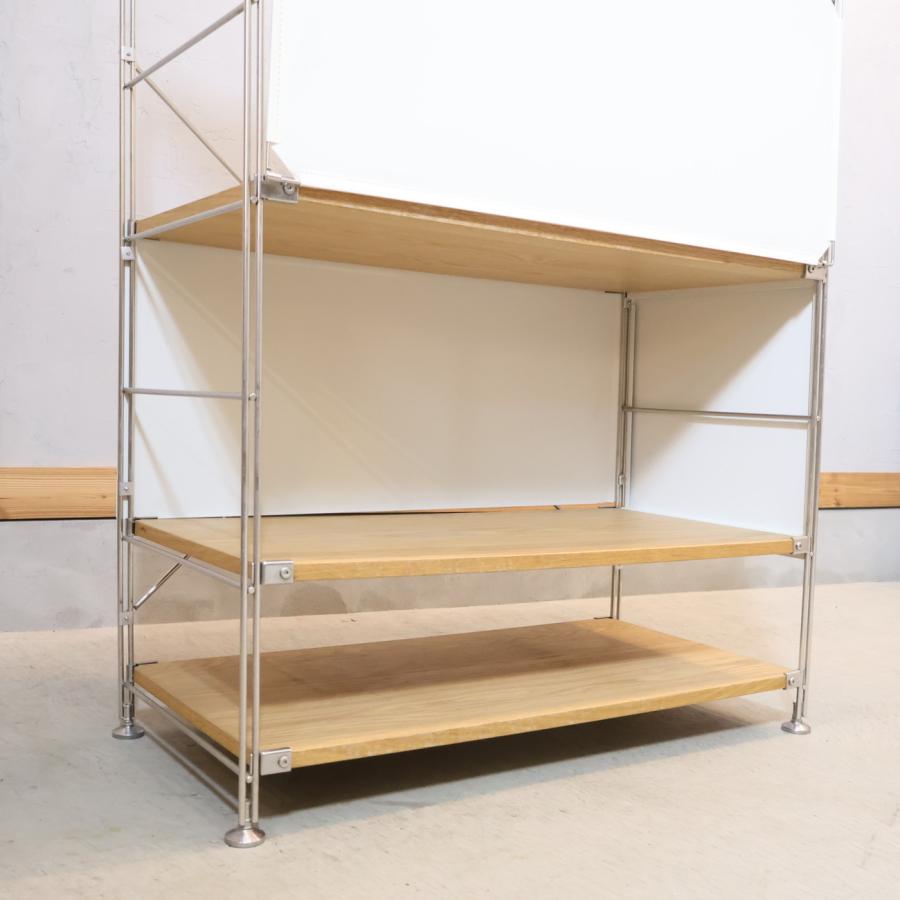 無印良品（MUJI） オーク材 4段 ステンレスユニットシェルフ フロント