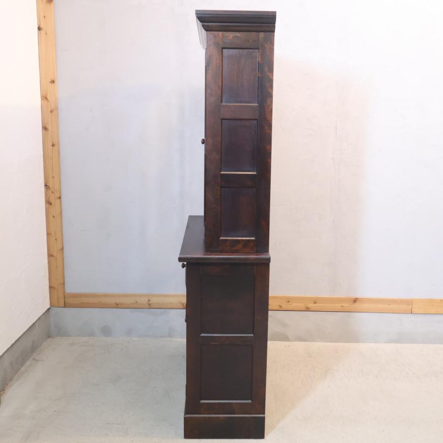 松本民芸家具 ミズメザクラ無垢材 A型食器棚 カップボード 書棚 本棚 キッチンボード クラシック 和モダン 収納家具 高級家具 GA326の画像