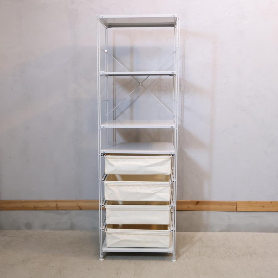 無印良品（MUJI） 帆布バスケット付き スチールユニットシェルフ