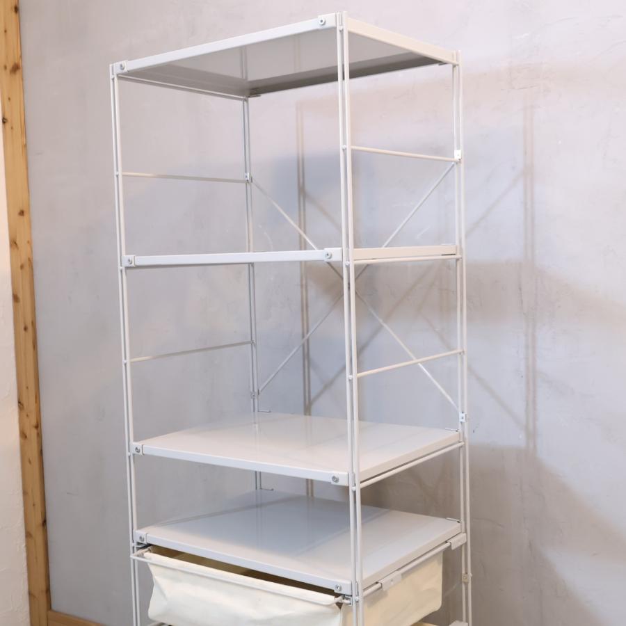 無印良品（MUJI） 帆布バスケット付き スチールユニットシェルフ