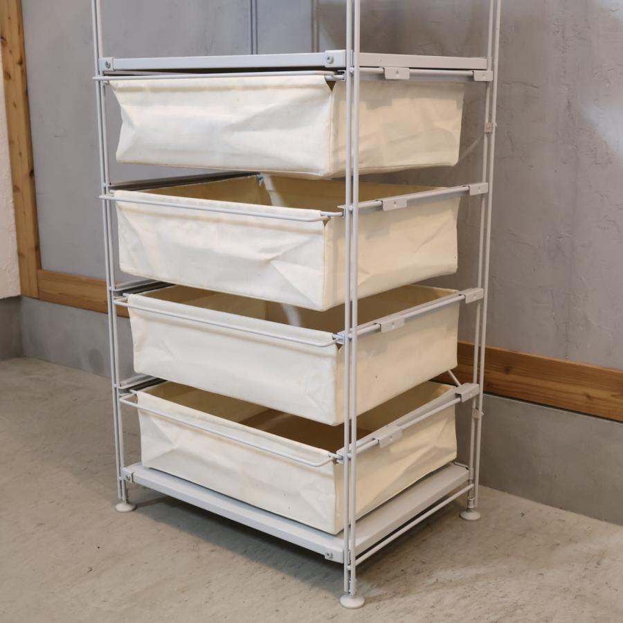 無印良品（MUJI） 帆布バスケット付き スチールユニットシェルフ