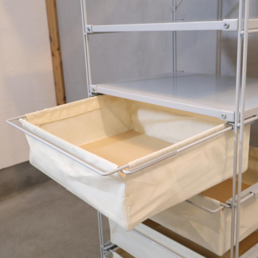 無印良品（MUJI） 帆布バスケット付き スチールユニットシェルフ