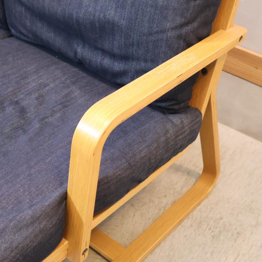 【売約済み】無印　無印良品　MUJI  リビングでもダイニングでもつかえるソファチェア　ソファ　リビングでも　ダイニングでも　デニム　チェア　椅子　イス リビングでもダイニングでもつかえるソファチェア（モールドクッション