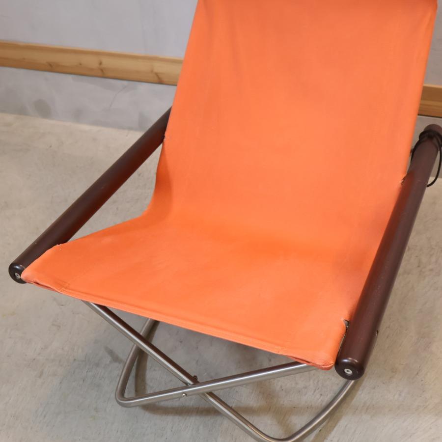 ロッキングチェア　折り畳み　オレンジ　メッシュ 藤栄 NY CHAIR X ニーチェアーエックス ロッキングチェア 新居 猛