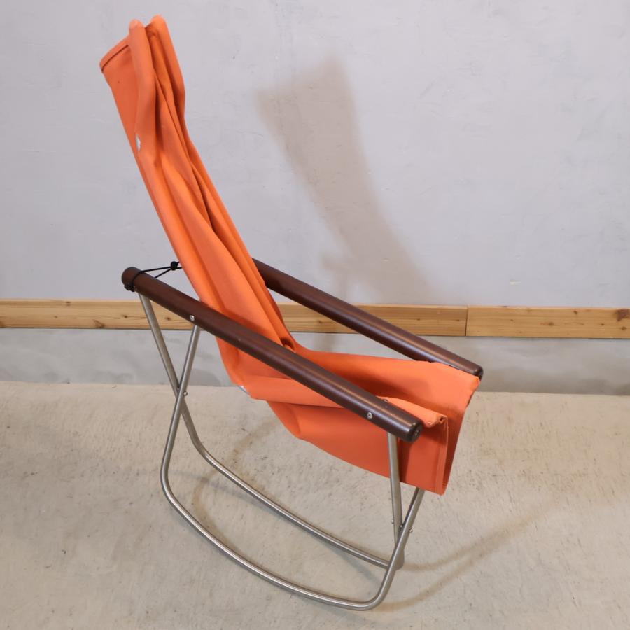 ロッキングチェア　折り畳み　オレンジ　メッシュ 藤栄 NY CHAIR X ニーチェアーエックス ロッキングチェア 新居 猛