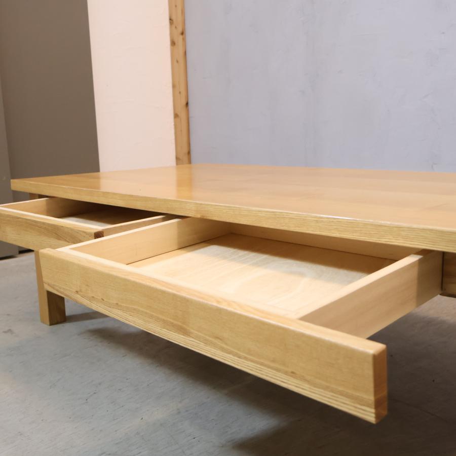 無印良品（MUJI） タモ材 引出し付 リビングテーブル センターテーブル