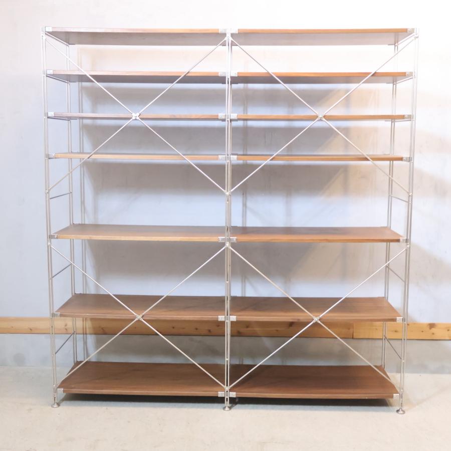 無印良品（MUJI） ウォールナット ステンレス 2連ユニットシェルフ 7段