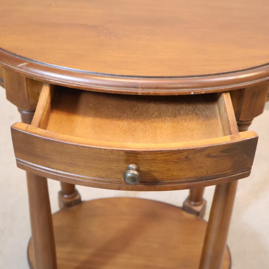 アンティーク調 クラシック ホールテーブル サイドテーブル 丸型 楕円