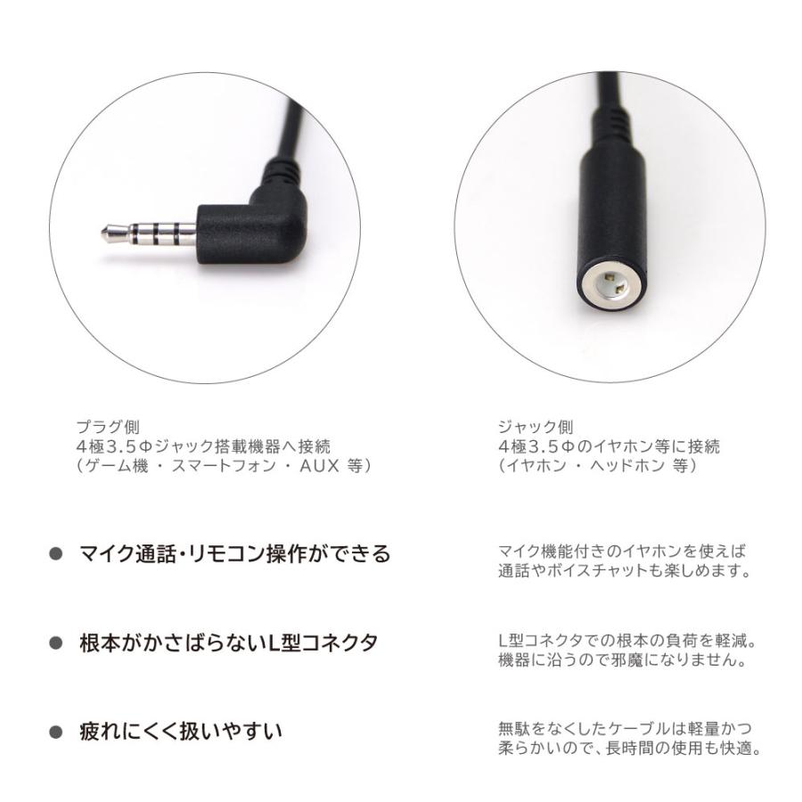 ヘッドホン イヤホン 延長コード 3m L型 黒 白 4極 3 5mm Switch テレワーク マイク通話 ボイスチャット ステレオミニプラグ オーディオケーブル Avi Exl300b ココイイyahoo 店 通販 Yahoo ショッピング