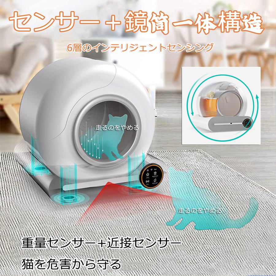 自動猫トイレ 球体デザイン ホワイト モデルMSP-01 猫用自動トイレ 大型 猫のトイレ センサー付き 65L特大容量 低