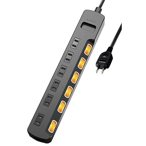エレコム 電源タップ 6個口 3m 雷ガード 個別スイッチ ほこり