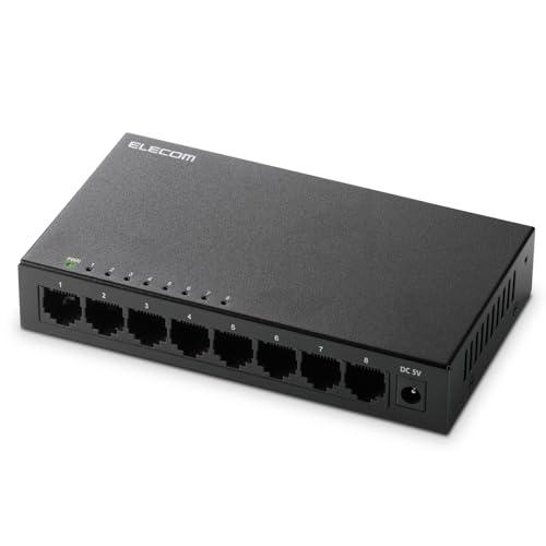 エレコム スイッチングハブ ギガビット 8ポート 金属筐体 AC電源 静音