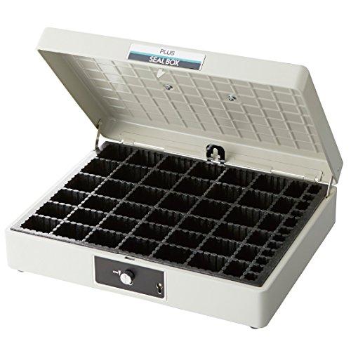 LION LR-160 スチールケース 科目印箱 回転印箱 印鑑ケース 回る プラス スチール印箱 (シールボックス) エルグレー 特大 科目印収容数