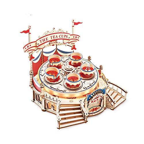 つくるんですR日本公式販売／日本語説明書付Robotime 3D ウッドパズル遊園地シリーズ (ティーカップ) | 