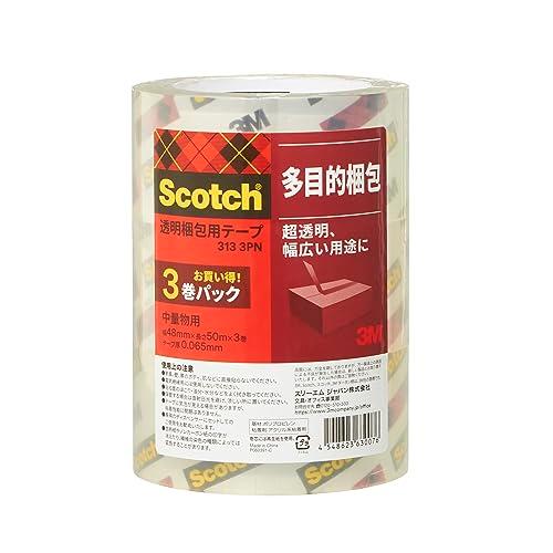 (未使用･未開封品)　3M スコッチ ガムテープ 梱包テープ 中軽量用 48mm×50m 3巻パック 313 3PN p1m72rm 3M スコッチ ガムテープ 梱包テープ 中軽量用 48mm×50m 3巻パック 313
