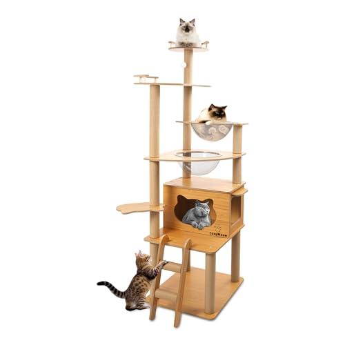 キャットタワー 木製 スリム 宇宙船 据え置き 厚さを増した板材 キャットハウス Amazon | CozyMeow キャットタワー 木製 スリム 宇宙船 据え置き 厚さ