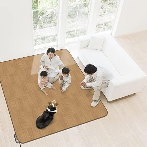 明和グラビア ホットカーペットカバーとしても使える防水中敷き BR(木目) AHW-1002 HH 185cm×185cm 2帖用 ブラウン | 