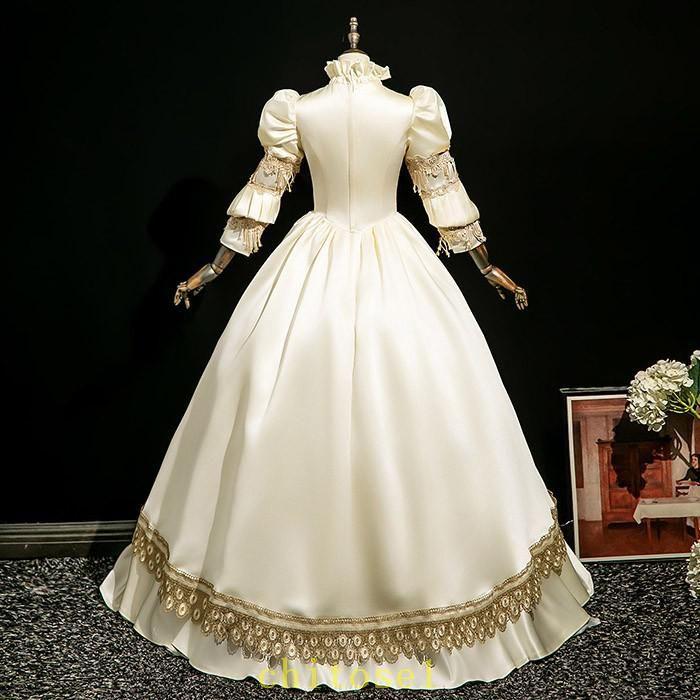 貴族 ドレス 油絵風 お姫様 衣装 カラードレス ロング 宮廷 王族服 お嬢様ゾンチー舞台衣装 復古 ジュリエット ヨーロッパ ステージ衣装 オペラ声楽 撮影
