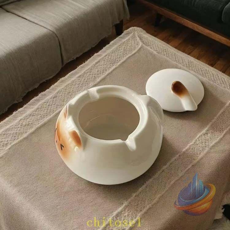灰皿 猫 陶器 アッシュトレイ 置物 タバコ置き かわいい おもしろ ねこ