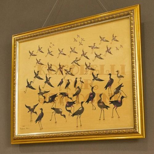 バリ島の画家から直接買い付け 鳥の群れ ワヤン・ガマ バリ絵画 バリ島の画家から直接買い付け 鳥の群れ ワヤン・ガマ バリ絵画