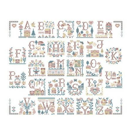 保障 26のモチーフ カントリー 大きなabcアルファベット 図案 クロスステッチ図案 刺繍道具 材料