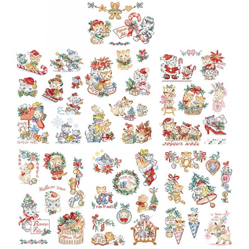 クロスステッチ図案 Histoire Les chats fetent Noel(クリスマスの 