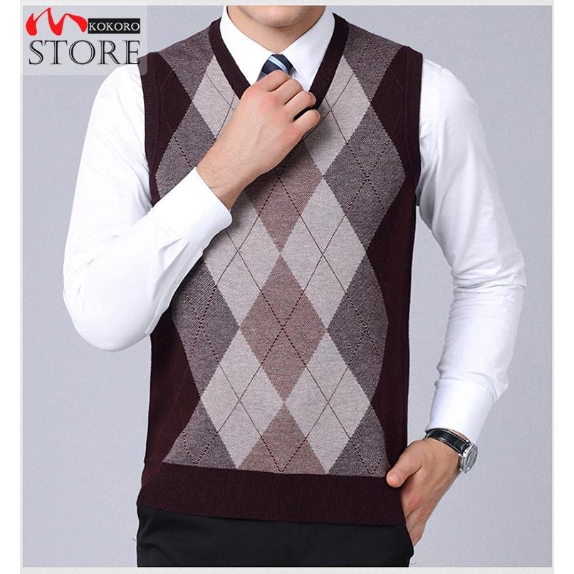 店 ニットベスト メンズベスト おしゃれ Vネック トップス ビジネスベスト 春 菱柄 プルオーバー 父の日 カジュアル 暖かい