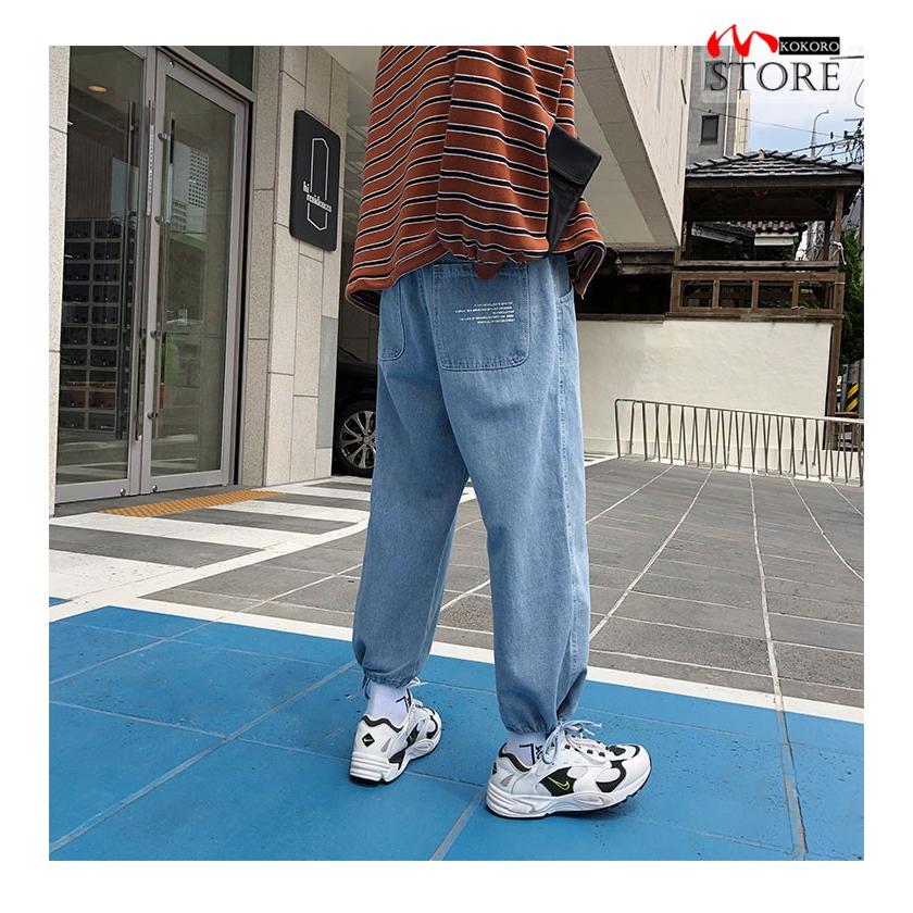 デニムパンツ メンズ 太め きれいめパンツ ボトムス ワイドパンツ バギーパンツ 裾紐付き ウォッシュ ヴィンテージ ロング丈 C 心store 通販 Yahoo ショッピング