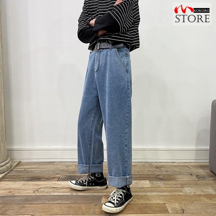 ジーンズ バギーパンツ ワイドパンツ デニム パンツ ボトムス きれいめ デニムワイドパンツ ロング丈 ヴィンテージ メンズ C 心store 通販 Yahoo ショッピング