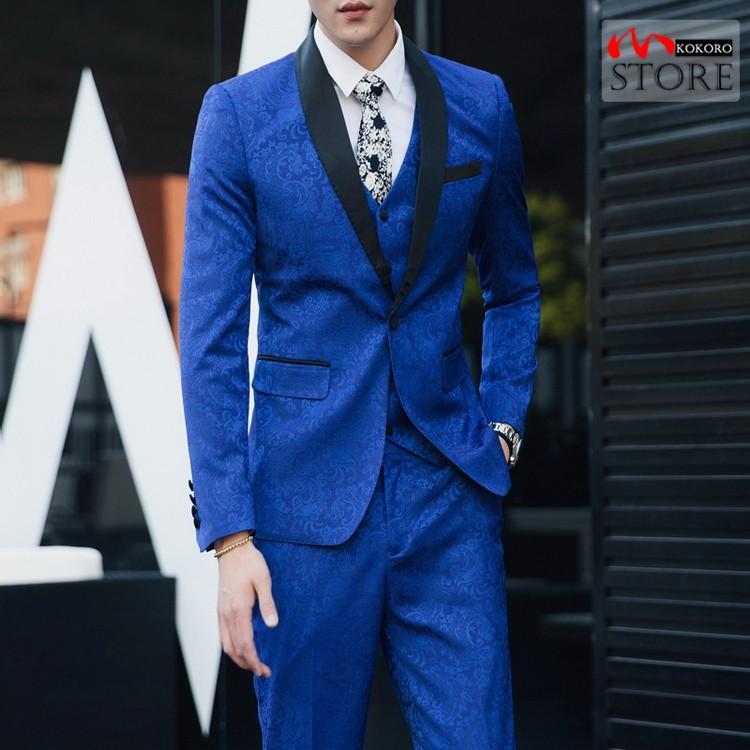 スリーピース メンズ 3ピーススーツ セットアップ スリーピー 光沢 ジャガード 1つボタン 細身 スーツ 春 パーティ 結婚式 C 心store 通販 Yahoo ショッピング