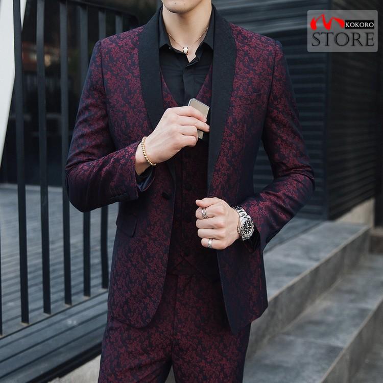 驚きの価格 スリーピース メンズ 細身 1つボタン ジャガード パーティ 衣装 ステージ 結婚式 スリーピー スーツ セットアップ 3ピーススーツ 3ピーススーツ サイズ 5xl Hassoncaterers Com