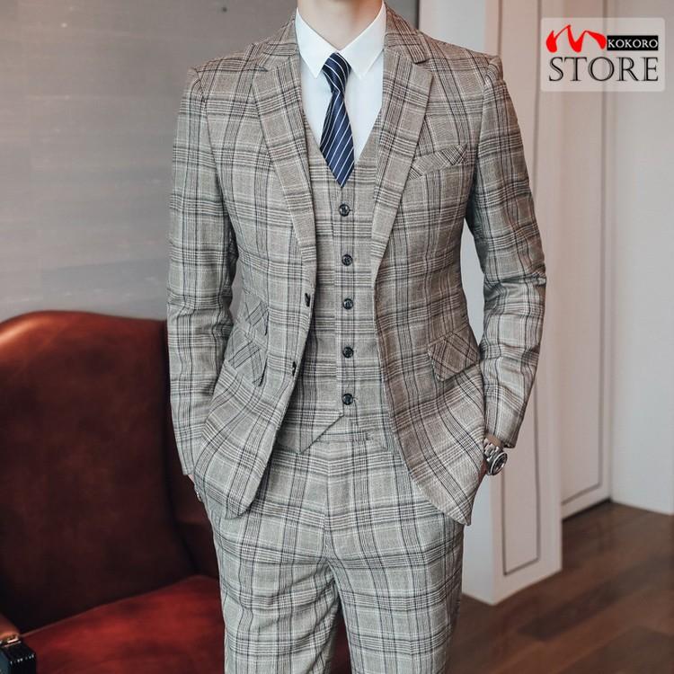 スーツ イギリス調 3ピーススーツ スリーピース スリーピー 細身 2ツボタン チェック柄 セットアップ 春 秋 結婚式 メンズ C 心store 通販 Yahoo ショッピング