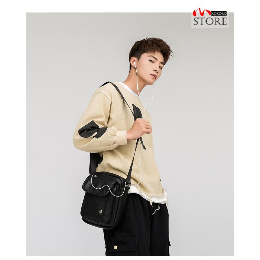 ミニショルダーバッグ メンズ カバン ミニバッグ イヤホン穴つき ショルダーバッグ カジュアル フラップ 小さいバッグ 斜め掛け C 心store 通販 Yahoo ショッピング