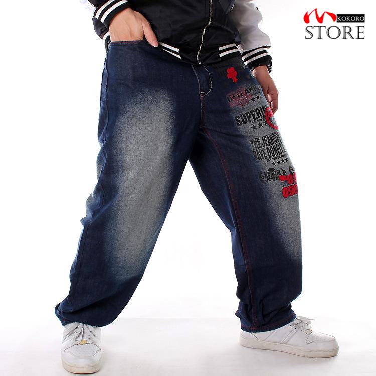 デニムバギーパンツ メンズ ワイドパンツ 刺繍 デニムパンツ ロング丈 ボトムス アメカジ 大きいサイズ ストリート ジーンズ