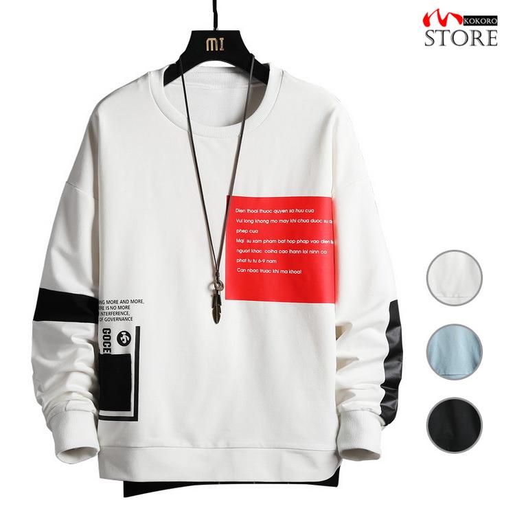 ロゴトレーナー 春物 春服 トップス トレーナー メンズ スウェット スエット クルーネック アメカジ カジュアル 美しい